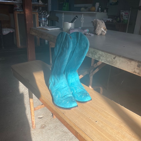 Turquoise Roper knee high suede  Cowboy boots 11🦋 - Picture 3 of 11